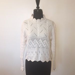 NWT Hand knit Cashmere & Silk Lace Cabled Sweater